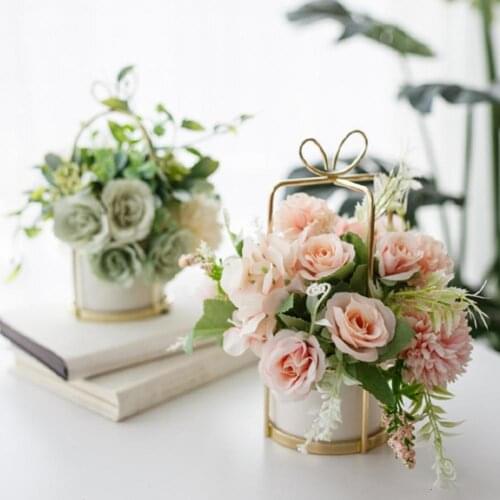 Fake Rose Flower Artificial Potted Plant Bonsai Home Garden Cafe Shop Desk Decor