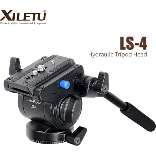 XILETU LS-4 Handgrip Video Photography Fluid Drag Hydraulic Tripod Head and Quick Release Plate For Manfrotto