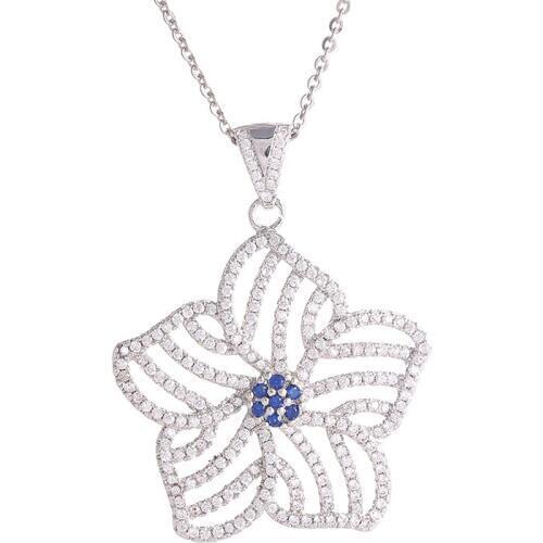 Juya Fashion Jewelry Supplies Micro Pave Zircon Bauhinia Floating Flower Pendant Necklace For Women Girls Evening Party Jewelry