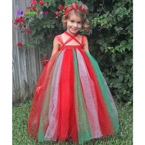 Girls Christmas Carnival Costume Baby Tulle Tutu Dress Children Wedding Holiday Dresses Photo Props for Girls