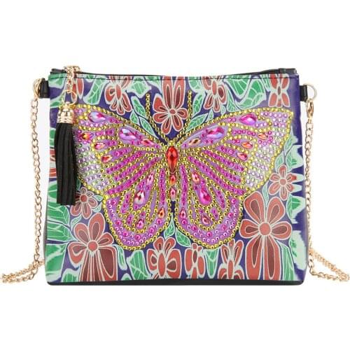 DIY Leather Butterfly Wallet Special Shaped Diamond Painting Tassel Women Clutch Storage Bag Diamond Art Mosaic Christmas Gift
