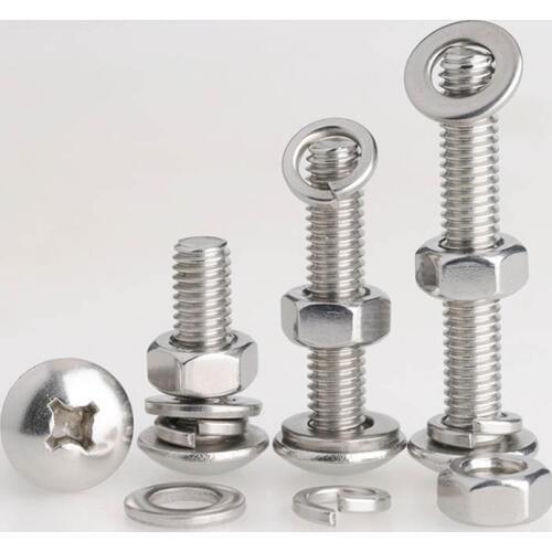 M2M2.5M3M4M5M6M8M5M6M8 stainless steel 304 large flat head cross screw nut gasket 10PCS