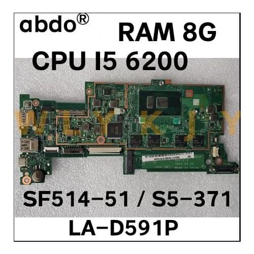 For Acer Aspire S5-371 S3-373 SF514-51 laptop motherboard B3ZMS LA-D591P motherboard with CPU i5 6200U RAM 8G 100% test work