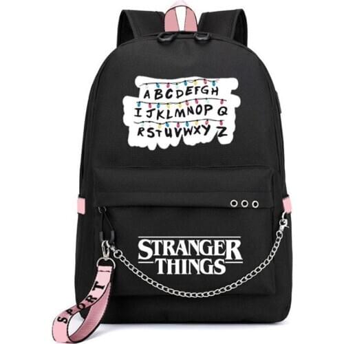 New Stranger Things backpack Multifunction USB Charging Travel Canvas Student Backpack For Teenagers Boys Girls School Bag