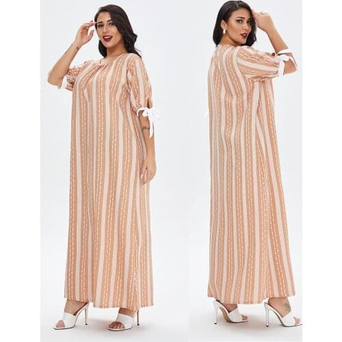 Donsignet Muslim Fashion Women Dress Pajamas Summer Arab Robes Plus Size Vestidos Middle Eastern Arabia Dubai Abaya Turkey Robe