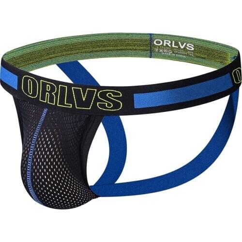 ORLVS Brand Men Underweaar Sexy Mesh Jockstraps Briefs Panties Underpants Cueca Gay Underwear Men Thong Men String homme