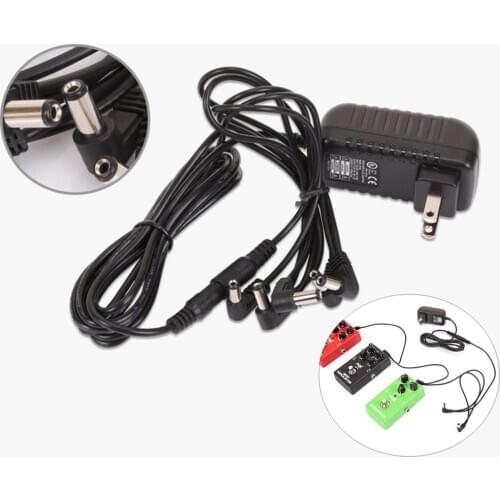 Pedal Power Adapter Supply 9V DC 1A for Guitar Effect Pedal with Cable 5 Way Chain Cord for Electric Guitar Effect Pedal