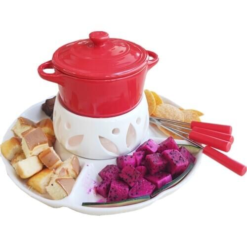CHAFING DISH CHEESE TOOLS COLORFUL BUFFET CERAM LEISURE COOKING TOOL SET FRUIT CHOCOLATE FONDUE ICE CREAM STOVE DINNERWARE SET