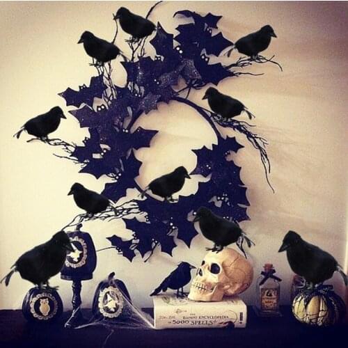 Halloween Black Crow Animal Model Realistic Artificial Fake Bird Raven Scary Props Halloween Party Home Decorations outdoor