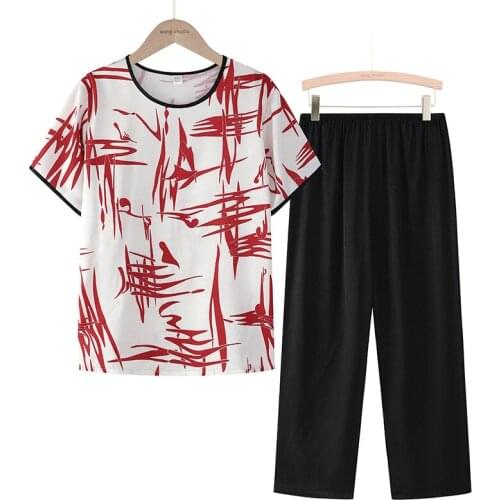 Stripe Print Satin Silk Nightwear Comfortable Casual Pants Sets Fashion Wide Leg Outfits For Ladies Home Clothes Two Pieces 3XL