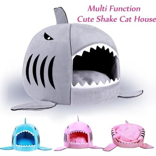 Cute Dog Cat House Soft Nest Kennel Shark Sleeping Sofa For Dogs Cats Bed Puppy Kitten House Sleeping Bag Mat Pad Pet Products