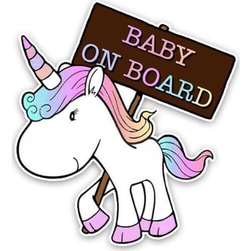 SLIVERYSEA 12*11CM Lovely Small Animals Cartoon BABY ON BOARD Colored Graphic UNICORN Car Sticker Decoration