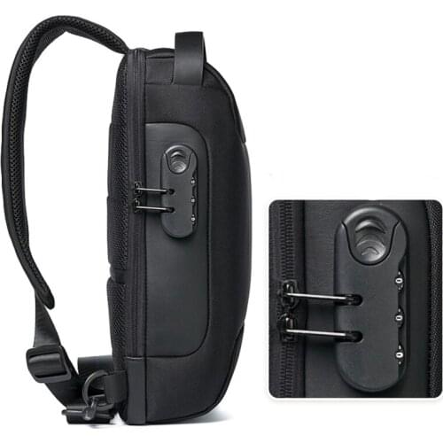 Mens Waterproof USB Oxford Crossbody Bag Anti-theft Shoulder Sling Bag Multifunction Short Travel Messenger Chest Pack For Male