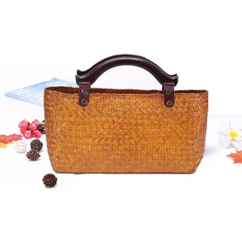 Pure natural seaweed handmade bag travel holiday bag hand bag Thai version of fashion beach bag environmental protection package