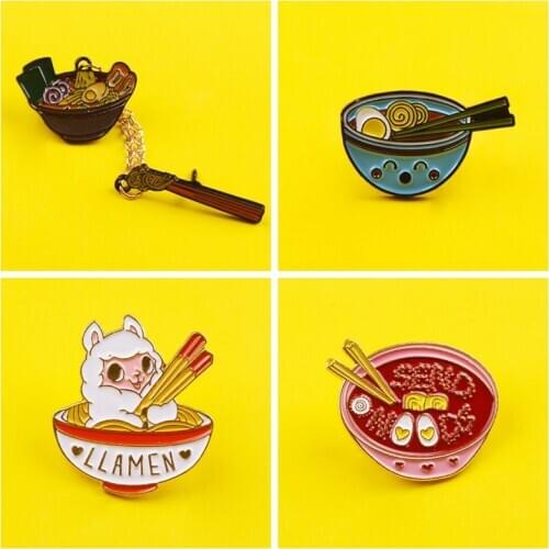 Creative Noodles Pin Brooches For Backpack Cartoon Anime Faceless Man Badges For Clothes Pins Lapel Jewelry Gif For Best Friends