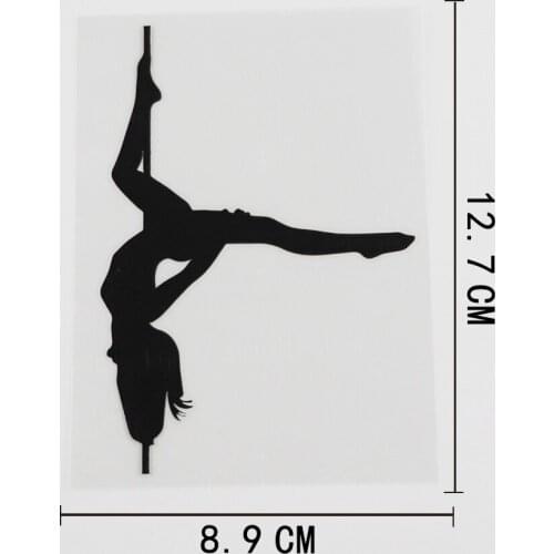 8.9CMX12.7CM Sexy Girl Pole Dance Striptease Vinyl Car Sticker Black/Silver 8A-0247