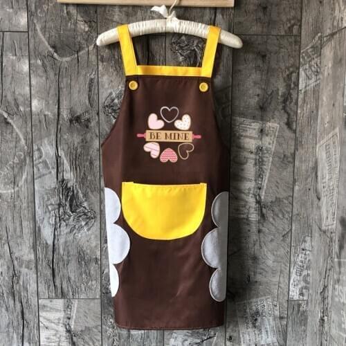 Waterproof Kitchen Apron Cute Bib Apron with Pocket Sided Towels for Women Girls Washing Dishes Cooking Baking logo print