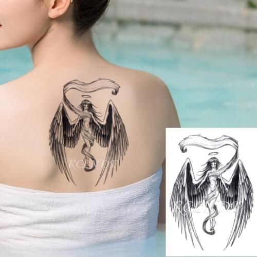 Waterproof Temporary Tattoo Sticker Angel Wings Feather Big Size Body Art Flash Tatoo Fake Tatto Stickers for Girl Men Women