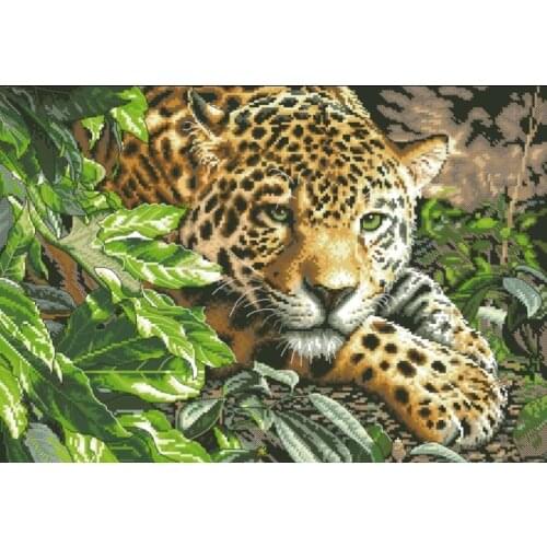 Needlework,for embroidery,DIY 14CT Unprinted Cross stitch kit,Leopard forest animal Pattern counted Cross-Stitching decor