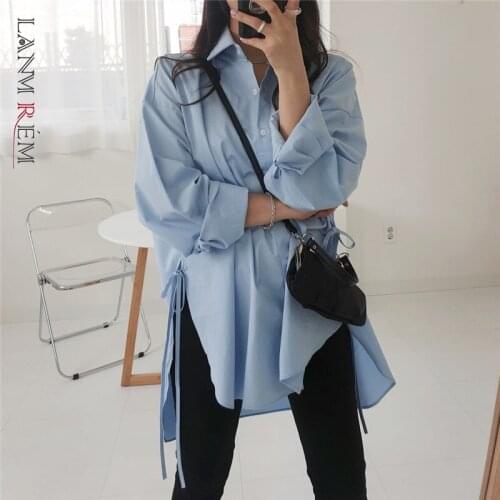 LANMREM Womens Shirt Design Irregular autumn winter Temperament Loose Fashion Tide Summer 2021 New Arrival 2K2286