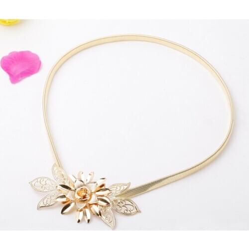 Ladies Designer Belts For Women Metal Belt Flower Elastic Strap Waist Belt Luxury Silver Gold Chain Stretch Elastic Belt Waist