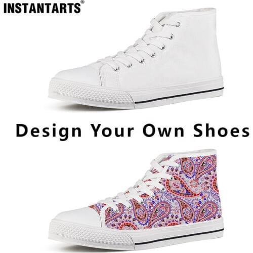 INSTANTARTS Vulcanize Shoes Women Casual Flats Shoes Cute Pet Dog Print Lace Up High Top Canvas Shoes Border Collie Sneakers