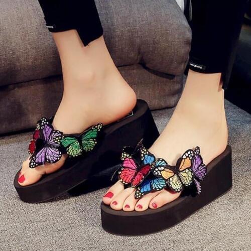 Women Shoes butterfly Beach Slippers Summer platform shoes Woman Slippers flip flops Casual Slippers Super Light Female Slippers