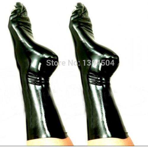 Top Fashion Women Men Unisex handmade Lingerie Sexy Short Sockings Latex Socks Fetish Stockings Free Shipping XS-XXL