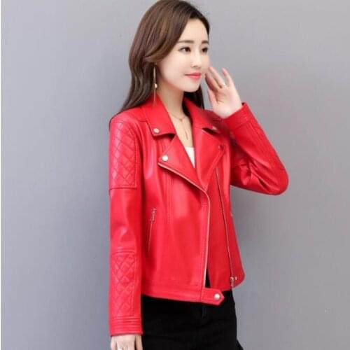 2021 Female New Motorcycle Winter Coat Retro High Street Turn-down Neck Women Sheepskin Jacket Short Black Faux Leather Coats