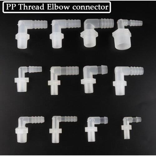 10Pcs/Lot 2.4~8mm To M5~M8 Thread Elbow Connector Aquarium Fish Tank PP Plastic Adapter Air Pump Silicone Hose Pagoda Joints