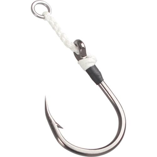 10pcs/Pack 7/0 9/0 11/0High Carbon Steel Rigged Single Hook Assist Hooks Heavy Duty Strong PE Line Jigging Saltwater Fishing