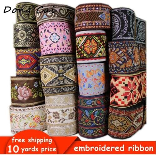 10yards African Lace Fabric Bag Guitar Clothing Decorate Embroidered Ribbon Stage Costume Accessories Sewing Lace Trims Ribbon