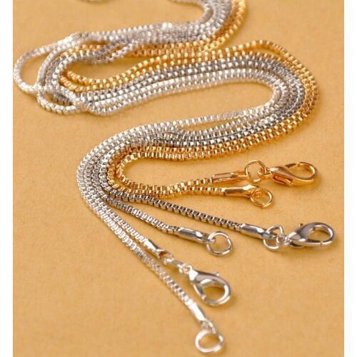 120piece Chain Findings 50cm 1.4mm Box Chain Necklaces Pendant Chains for Jewelry Making