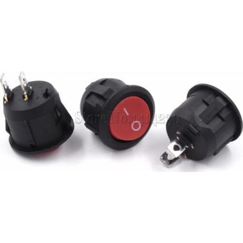 10Pcs/Lot 23mm Diameter Big Round Rocker Switches Red 2 Pin ON-OFF Rocker Switch 10A/125V 6A/250V