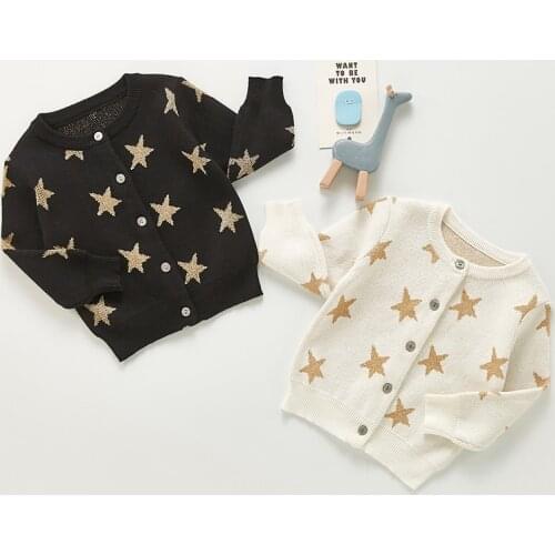 Spring Autumn Infant Baby Girls Cardigan Coat Kids Girls Star Childrens Cardigan Coat Baby Girls Long Sleeve Knit Cardigan Coat