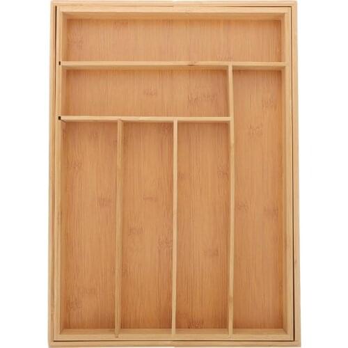 Black Walnut Western-style Drawer Type Cutlery Storage Box Desktop Wood Storage Tray Tableware Organizer - 35.8x26x4.6cm