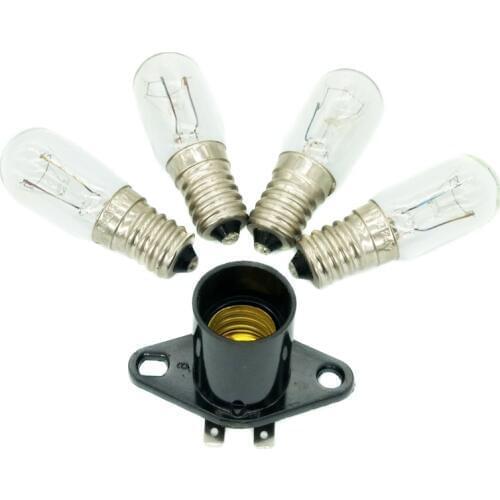 5Pcs E14 Led Lamp Holder Adapter 220V 15W Light Microwave Oven Parts 4cm Wide Curved Foot High Temperature Resistant Lamp Holder