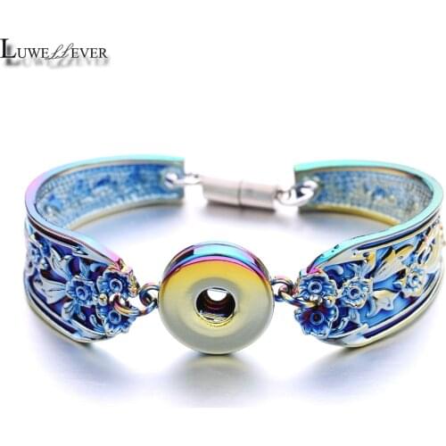Diameter 5.5 cm Carved Interchangeable 168 Metal Bracelet Magnet Bangle 18mm Snap Button Charms Jewelry For Women Teenagers