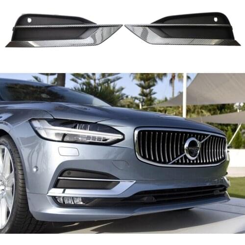 For VOLVO S90 V90 2016-2019 Front Bumper Fog Lamp Grill Insert Face Bar Cover 31425447 31425446 Carbon Fiber Style