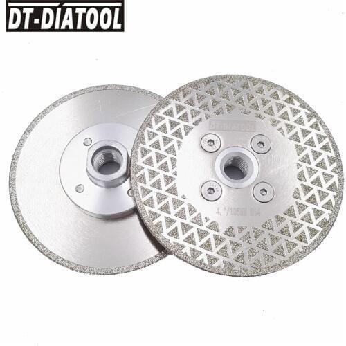 DT-DIATOOL 2 pieces 105mm Single Sided Electroplated Diamond Cutting wheel Grinding Disc M14 Thread for Marble Angle Grinder