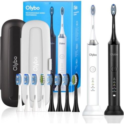 Olybo Sonic Electric Toothbrush A9 Adult Timer Brush 5 Mode USB Charger Rechargeable Tooth Brushes Replacement Heads
