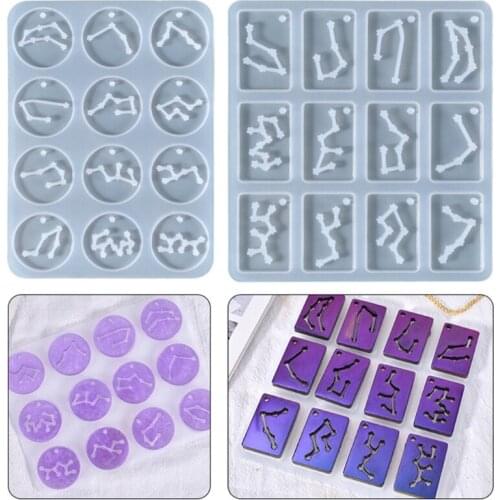 Keychain Mold Constellation Pendant Silicone Mold Astrology Diy Epoxy Casting Mold Jewelry Necklace Pendant Making Mold