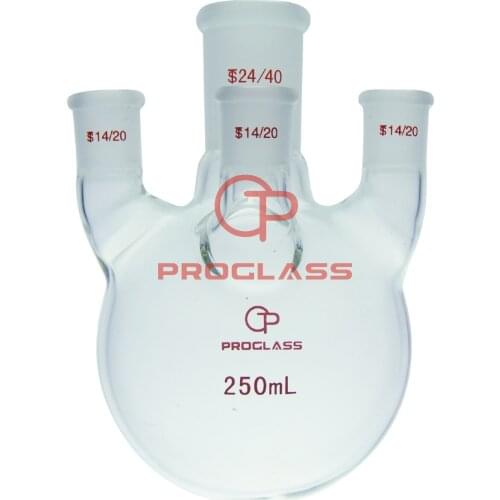 Straight 4 Necks Round Bottom Flask 250mL,Center Joint 24/40,Sides Joints 14/20