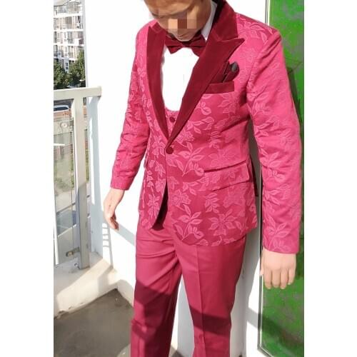 Handsome Groomsmen Wool blend Groom Tuxedos Mens Wedding Dress Man Jacket Blazer Prom Dinner (Jacket+Pants+Tie+Vest) A133