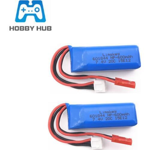 7.4V 600mAh 20C Lipo Battery for WLtoys K969 K979 K989 K999 P929 P939 RC Car Parts 2s 7.4v Battery 2pcs