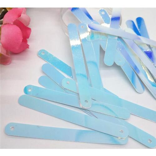 LNHOME 7*66mm Long Bar Sequins For Crafts Garments Clothing Bags Accessories Large Paillettes White AB 100pcs/lot