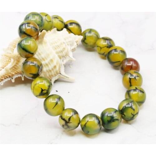 Fashion DIY Round 8 10mm Dragon Veins Agates Onyx Bangle Bracelet Beads Jewelry Making Natural stone 7.5inch Wholesale Price