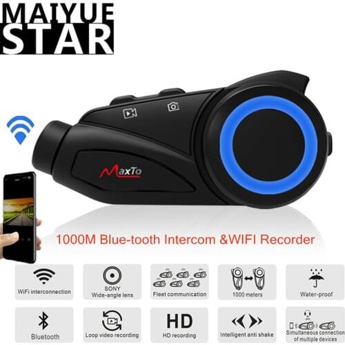 Maxto M3 motorcycle helmet walkie-talkie 6 rider Bluetooth WIFI Moto recorder with Sony lens HD 1080P 1000M motorcycle headset