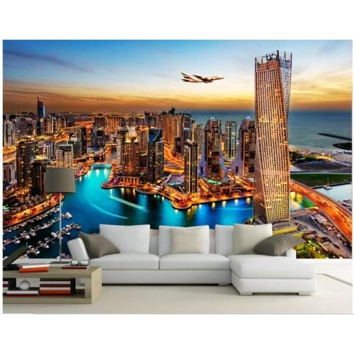 3d room wallpaer custom photo non-woven mural Night at dubai TV background wall painting 3d wall murals wallpaper for walls 3d