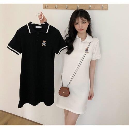 Summer New Womens Dress Korean Style Fashion Streetwear Embroidery Dresses Women Casual Women Clothing Knee-Length Dress Women
